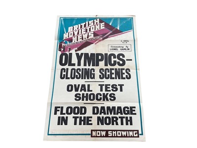 Lot 1443 - Olympic posters: British Movietone News, two cinema front of house display posters for the 1948 Olympic finals and the closing scenes. 50cm x 76cm.