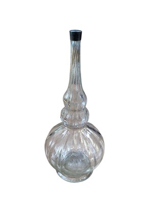 Lot 5160 - Rare 18th or early 19th century glass rosewater sprinkler, probably manufactured in England or Europe for the Indian and Near-Eastern market, the ovoid body with a double gourd shaped neck and w...