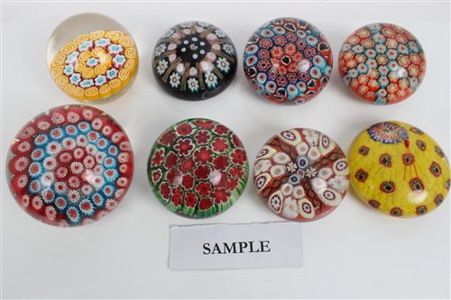 Lot 2081 - Collection of glass paperweights with...
