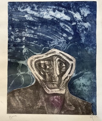 Lot 304 - Moore, 20th century. Screenprint, abstract portrait, signed in graphite “Moore”, marked as Artist Proof and dated “A/P 59” in graphite “1”. Unframed 50cm x 39cm