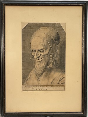Lot 320 - Aegidius Sadeler (Flemish c.1570-1629) after Albrecht Dürer (1471-1528) head of an Apostle c. 1597