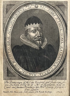 Lot 311 - Portrait of Puritan Reverend Richard Sibbes, 1577-1635, engraving, framed
