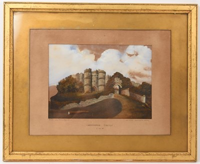 Lot 681 - Victorian Folk Art sand and watercolour picture, “Carisbrooke Castle, Isle of Wight”