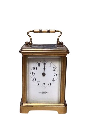 Lot 2432 - French brass carriage clock retailed by Mappin & Webb