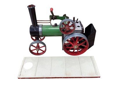 Lot 1911 - Mamod Steam Tractor (burner missing & part hood), plus stationary live steam engine and attachments (1)
