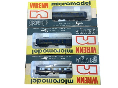 Lot 1920 - Wrenn N Gauge (made by Lima) Voiture Restaurant & Salon and Pullman, plus SNCF coach and rolling stock, boxed (not correct contents) (6)