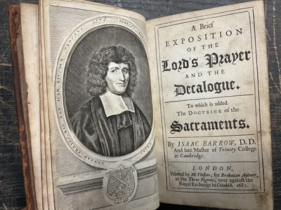 Lot 1714 - Isaac Barrow - Brief exposition of the Lord's Prayer and the Decalogue by 1681 first edition