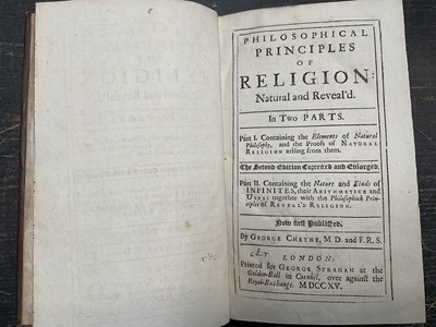 Lot 1707 - George Cheyne - Philosophical Principles of Natural Religion, 1715