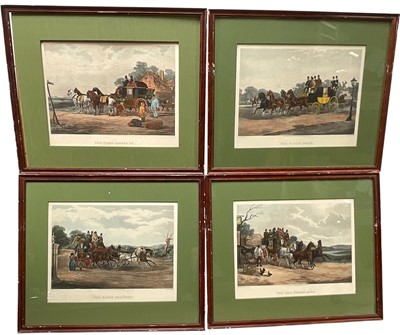 Lot 90 - Four Victorian coloured engravings of coaching scenes after William Shayer, by J. Harris, pub. Ackermann, London 1863, glazed frames (4)
