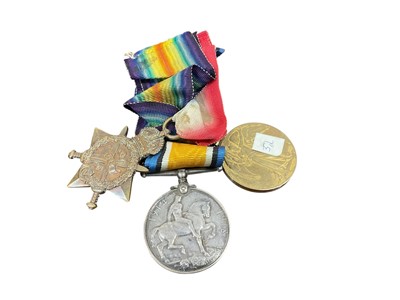 Lot 699 - First World War 1914 'Mons' Star trio comprising 1914 Star, named to 55831 DVR. H. O. Shea. R.F.A. War and Victory medals named to 55831 DVR. H. O. Shea. R.A.