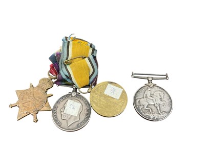 Lot 700 - First World War 1914 - 15 Star trio comprising 1914 - 15 Star named to 243. GNR. H.T. Horide. R.F.A, War and Victory medals named to 243. GNR. H.T. Horide. R.F.A, and another War medal named to...