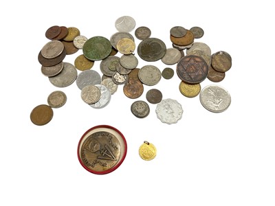 Lot 458 - World - Mixed coinage to include Gold George III ¼ Guinea 1762 (N.B. Pierced at 12 o'clock) & other issues (Qty)