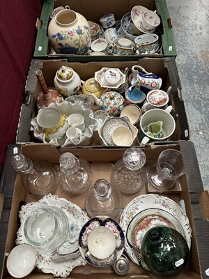 Lot 41 - Mixed group of ceramics including teaware, Continental porcelain cabinet pieces, glass and other decorative ceramics