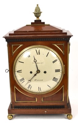 Lot 607 - Early 19th century bracket clock by W. Wright of Ongar with twin fusee movement in mahogany case