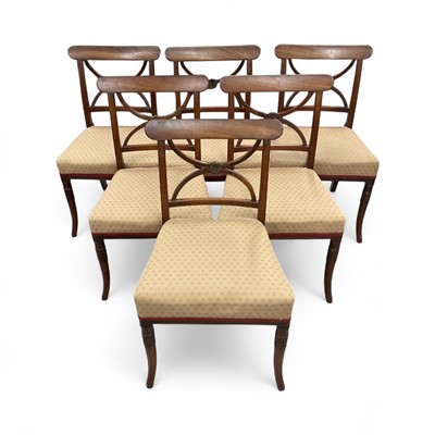 Lot 1323 - Set of six George III mahogany dining chairs