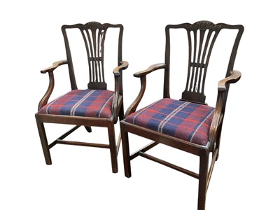 Lot 5227 - Pair of George III mahogany elbow chairs