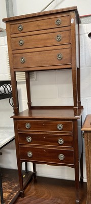 Lot 5252 - Pair of mahogany bedside chests of three drawers