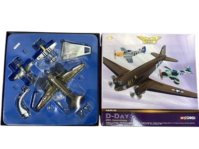 Lot 1945 - Corgi The Aviation Archive 1:144 scale Douglas EC-47P Skytrain No.47112 & Douglas DC3-RAF No.47106, plus D Day 60th Anniversary Douglas C-47 Skytrain No.AA99148, all boxed (3)