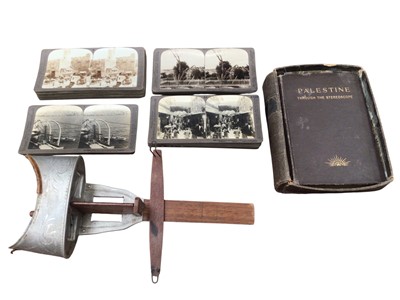 Lot 2429 - Palestine Through The Stereoscope by Jesse Hurlbut and Charles Kent with 46 cards and Underwood & Underwood viewer