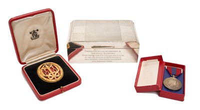 Lot 3 - Sir John Grodfrey K.B., Chief Inspector of H.M. Customs and Excise, Knight Batchelors breast badge (First Type), 1953 Coronation medal, two 1953 Coronation invites, program and related epheme...