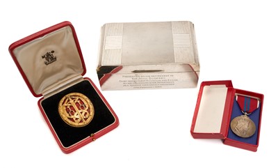 Lot 3 - Sir John Grodfrey K.B., Chief Inspector of H.M. Customs and Excise, Knight Batchelors breast badge (First Type), 1953 Coronation medal, two 1953 Coronation invites, program and related epheme...