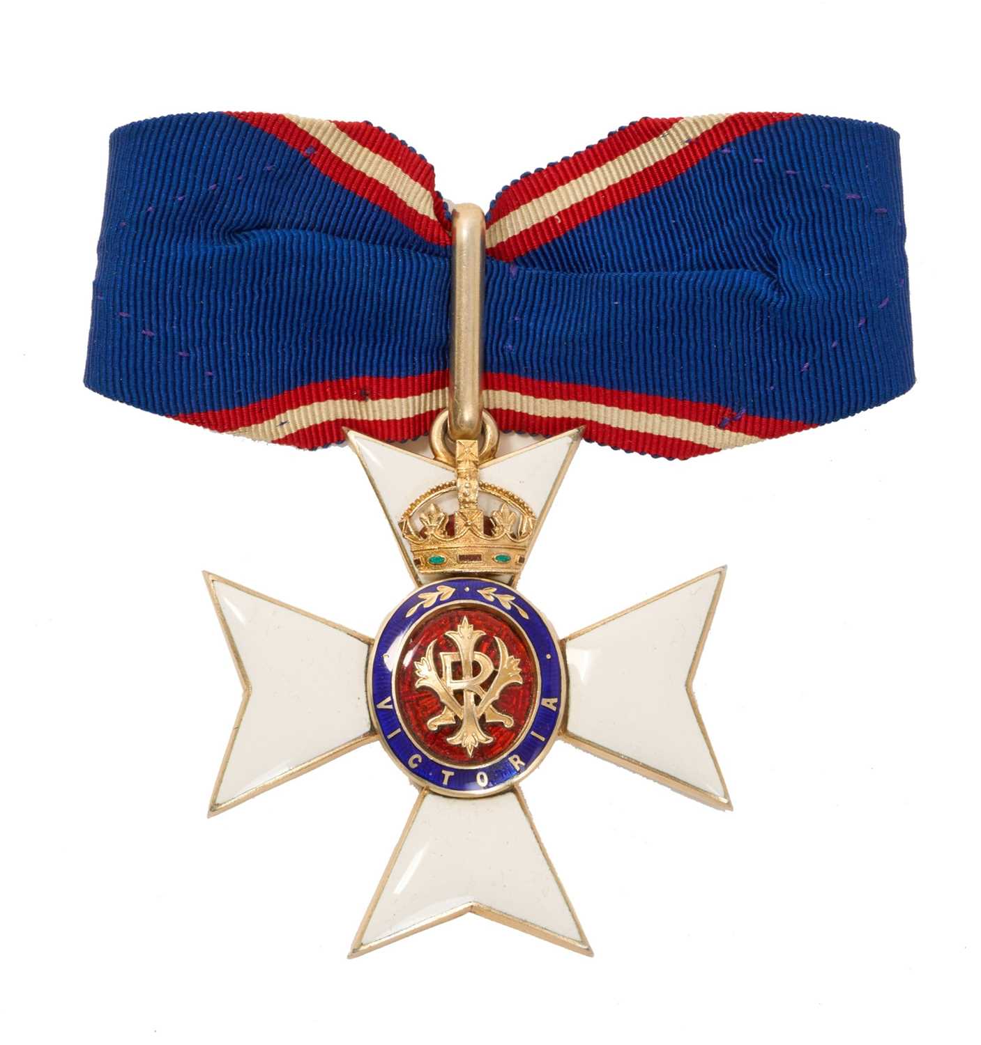 Lot 2 - Commander of the Royal Victorian Order, silver gilt and enamel neck badge (numbered C971) in case of issue