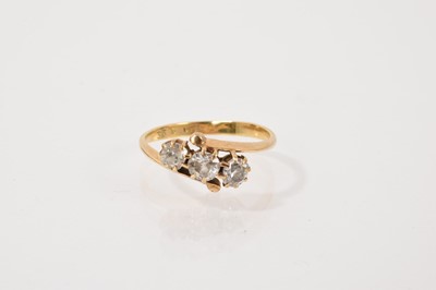 Lot 436 - 18ct gold three stone diamond ring