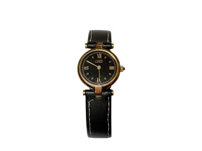 Lot 90 - Must De Cartier ladies' silver gilt wristwatch