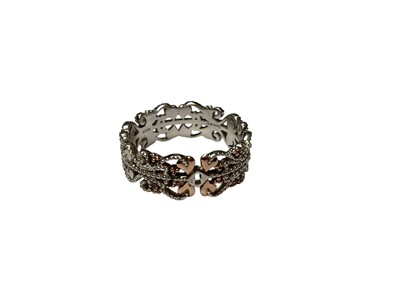 Lot 78 - Clogau Welsh silver ring with keyhole, hearts and foliate scroll decoration, size S½, in original box