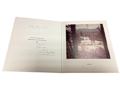 Lot 7 - H.M. Queen Elizabeth The Queen Mother, scarce signed 1982 family Christmas card with gilt embossed crown to cover, colour photograph of Birkhall to the interior, signed in ink 'Darling Mary &amp...