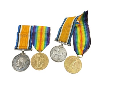 Lot 709 - First World War pair comprising War and Victory medals named to G-93251 PTE. H. Schaller. Midd'x. R. together with another pair named to 242587 PTE. S. F. Cooper. E. Kent. R. (4 medals).