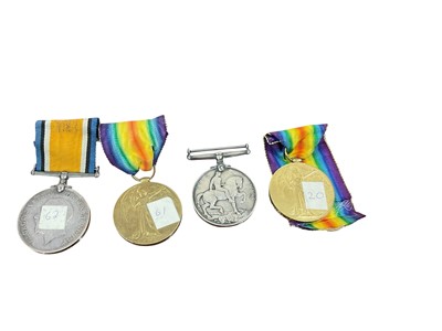 Lot 710 - First World War pair comprising War and Victory medals named to 132289 GNR. A. J. Hodkisson. R. A. together with another pair named to 895590 DVR. W. H. Groton R. A. (4 medals).