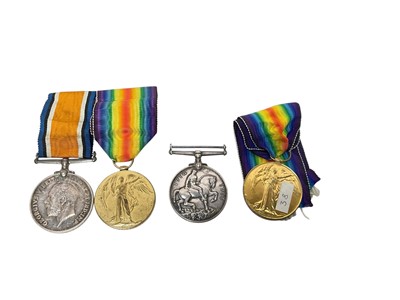 Lot 712 - First World War pair comprising War and Victory medals named to R-19376 PTE. T. H. Hodgson. K.R. Rif. C. together with another pair named to 11711 PTE. E. J. Killick. A. Cyc. Corps. (4 medals).