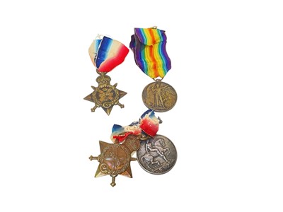 Lot 713 - First World War pair comprising 1914 - 15 Star and Victory medals named to 14850 PTE. O.R.E. Isted. Essex. R. together with a 1914 'Mons Star' named to M1-7132 PTE. E. Fosse. A.S.C. and Victory...
