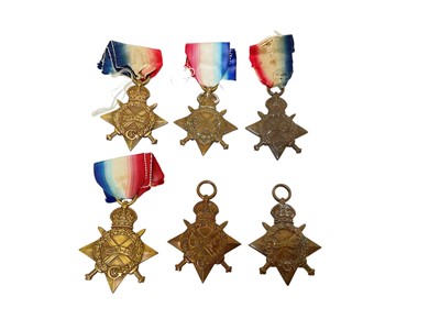 Lot 716 - Group of six First World War 1914-15 Stars named to 2063 PTE. R. Thornton. Essex. R., 3271 PTE. E. Edwards. Essex. R., J.17081., F. S. Lilywhite. Tel. R.N., SS.104142 G. Humpherson. STO. 1. R.N....