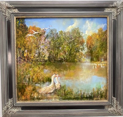 Lot 1092 - Norman Coker (contemporary) oil on panel - Wild geese back from the Arctic