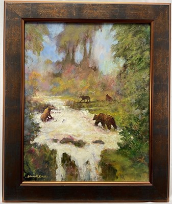 Lot 108 - Norman Coker (contemporary) oil on canvas - Brown bear, 45 x 39cm