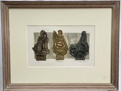 Lot 1004 - *Valerie Thornton (1931-1991) signed limited edition etching and aquatint - Blythburgh Pew Ends, 37/50, dated '82, 23cm x 38cm, in glazed frame