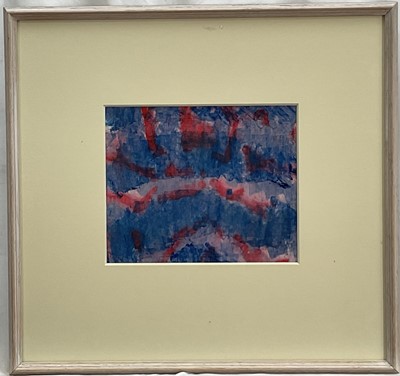 Lot 1008 - Peter Coker (1926-2004) oil monotype designs, No. 13 and 18, inscribed verso with PC studio stamps, 24.5cm x 21cm and 19cm x 22.5cm, in glazed frames