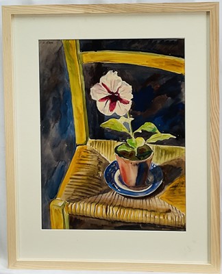 Lot 1007 - * Colin Moss (1914-2005) watercolour - Still Life on a Chair, 42.5cm x 32cm, in glazed frame