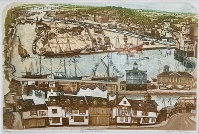 Lot 1010 - Glynn Thomas (b.1946) signed limited edition etching and aquatint - Ipswich Docks, 106/150, 28.5cm x 40.5cm, in glazed frame