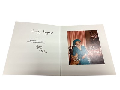 Lot 12 - H.M. Queen Elizabeth The Queen Mother, scarce signed 1993 family Christmas card with gilt embossed crown to cover, colour photograph of Her Majesty with a corgi to the interior, signed in ink 'D...