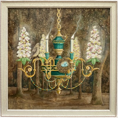 Lot 287 - Sophie Stocker-Colmer, contemporary, oil on board, Woodland Chandelier, signed, 45cm square