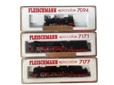Lot 1980 - Fleischmann Piccolo N Gauge DB black & red locomotives No.s 7177, 7094 & 7171, all boxed (3)