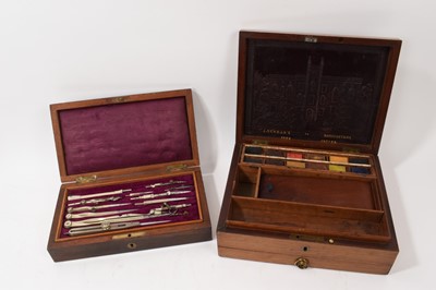 Lot 655 - Victorian paint box and a draftsman’s set