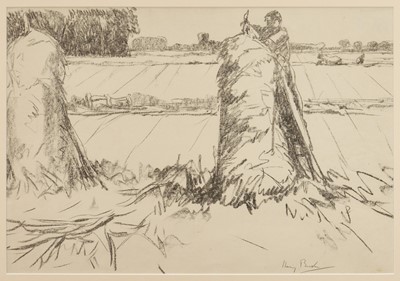 Lot 886 - Harry Becker (1865-1928) signed lithograph, Harvesting, in glazed frame