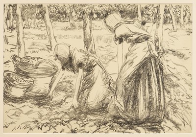Lot 887 - Harry Becker (1865-1928) signed lithograph, Gleaners, in glazed frame