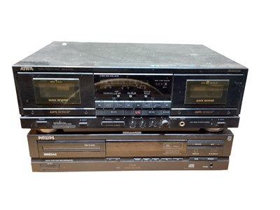 Lot 2217 - Aiwa Stereo Cassette Deck, model number AD-WX777, together with a Phillips Compact Disc Player, model number CD610 and a pair of SolarVox loudspeakers