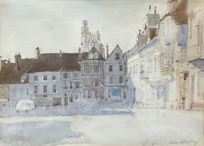 Lot 1088 - *John Stanton Ward (1917-2007) pencil and wash - Sens, Yonne, signed and dated '87, 27.5cm x 39cm, in glazed frame