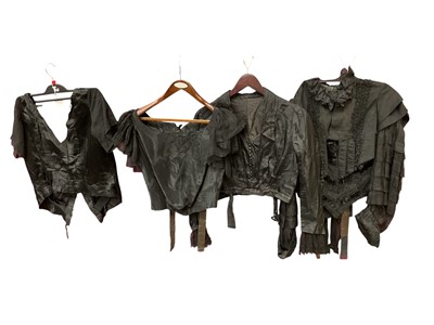 Lot 2119 - Group of Victorian and later clothing including black silk gauze capelet with Irish crochet collar, black beaded bodices